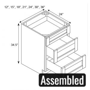 3 Drawer Base Cabinet 12"W|34.5"H|24"D (ASSEMBLED)