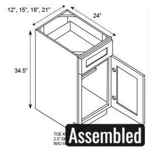 1 Door 1 Drawer Base Cabinet 12"W|34.5"H|24"D (ASSEMBLED)