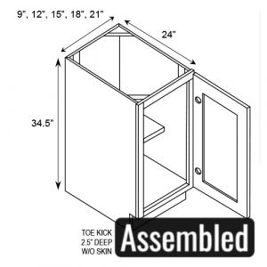 1 Door Full Height Base Cabinet 21"W|34.5"H|24"D (ASSEMBLED)