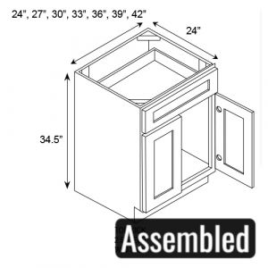 2 Doors 1 Drawer Base Cabinet 24"W|34.5"H|24"D (ASSEMBLED)