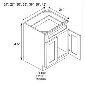 2 Doors 1 Drawer Base Cabinet 36"W|34.5"H|24"D