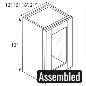 Wall Glass Door Cabinet 12"W|12"H|12"D (ASSEMBLED)