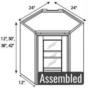 Wall Diagonal Glass Door Cabinet  24"W|42"H|12"D (ASSEMBLED)