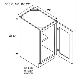 1 Door Full Height Base Cabinet 12"W|34.5"H|24"D