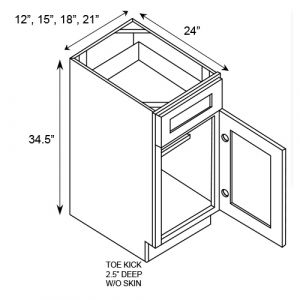 1 Door 1 Drawer Base Cabinet 21"W|34.5"H|24"D