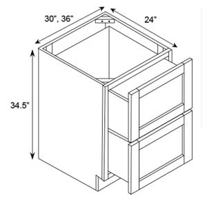 2 Drawer Base Cabinet 36"W|34.5"H|24"D
